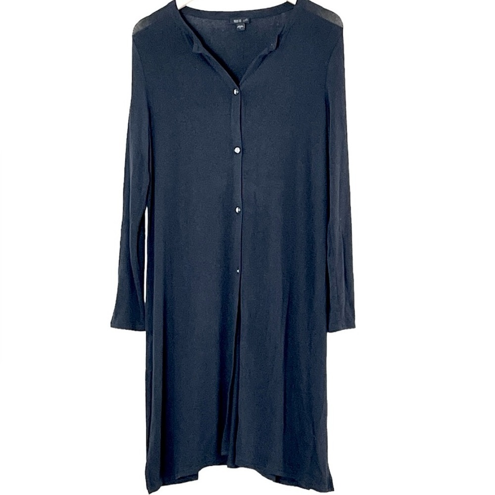 J. Jill | LIKE NEW rayon blend black long sleeve button front midi dress…